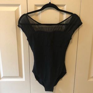 Black Polka-Dot Mesh Mirella Leotard